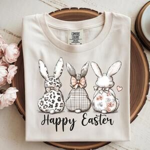 S Happy Easter Bunny Shirt, Cute Floral Rabbit Tee, Soft Spring Graphic
